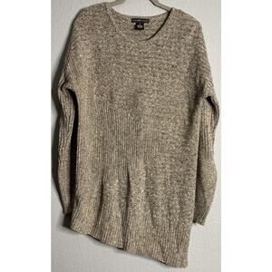 Design History Womens Brown Ribbed Knit Asymmetrical Sweater Size M Asymmetrical